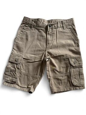 Wrangler Boys Khaki Cargo Shorts Size 8 Regular Adjustable Waist Tan Cotton